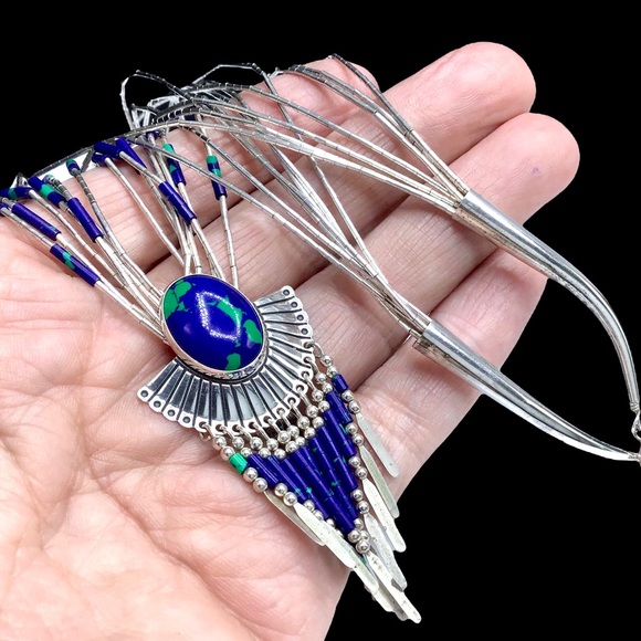 🌺Vintage Navajo Azurite Malachite Necklace - Picture 3 of 16